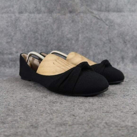 Charles Albert Shoes Women 12 Ballet Flat Slip On Fashion Knot Toe Classic Black - Picture 1 of 13